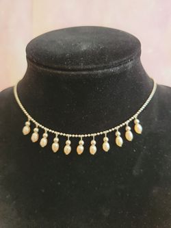 Sterling Silver 18 Inch 7 Station Freshwater Pearl Ball Bead Necklace F10