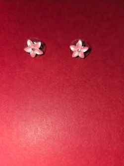 Pink Flower Pumeria stud earrings