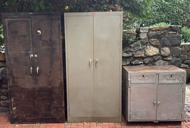 Vintage Industrial Steel Storage Cabinets - $50 each, 4 available