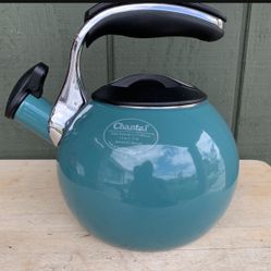 Chantal Swan Enamel on Steel Whistling Teakettle 1.8 Quart Aqua