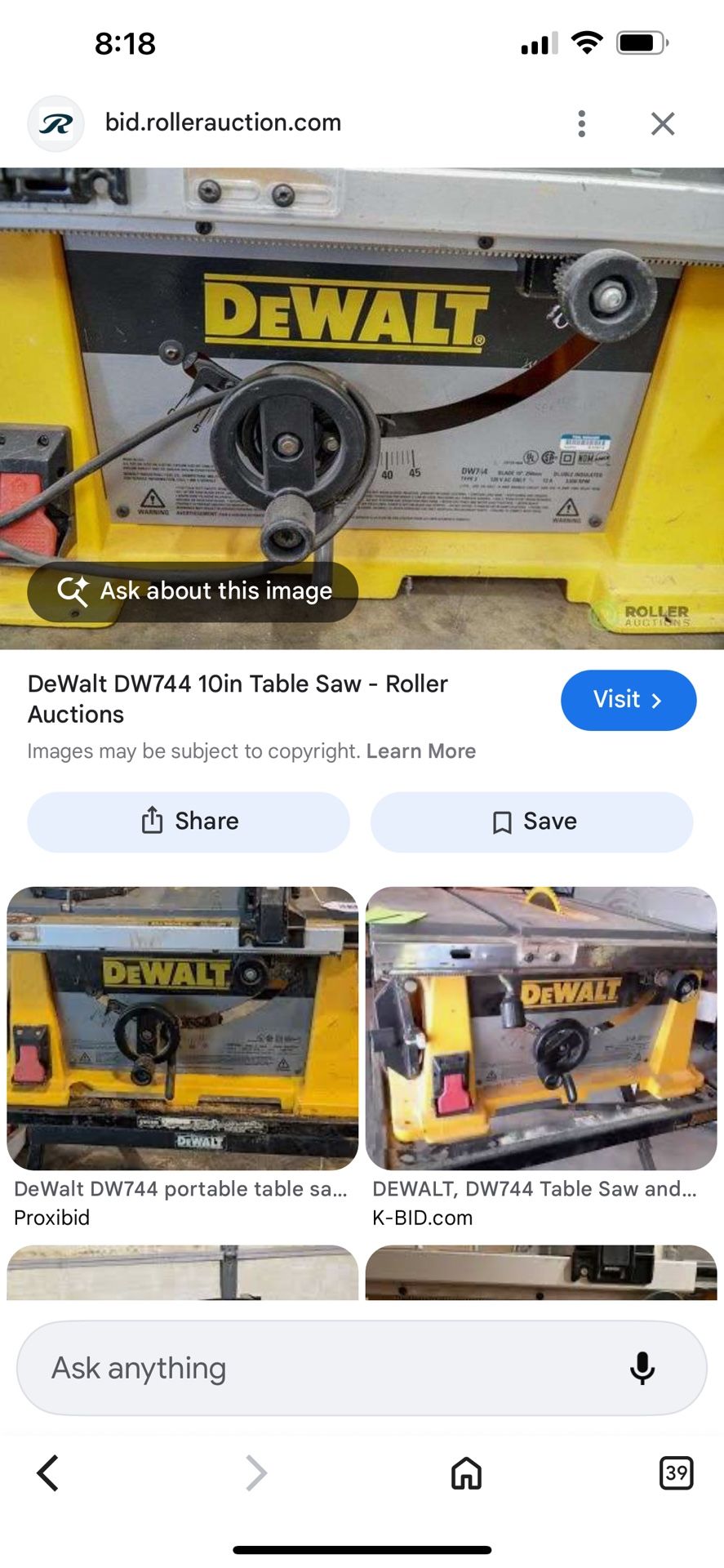 old school DEWALT DW744 10-inch Table Saw old school for Sale in Miami ...