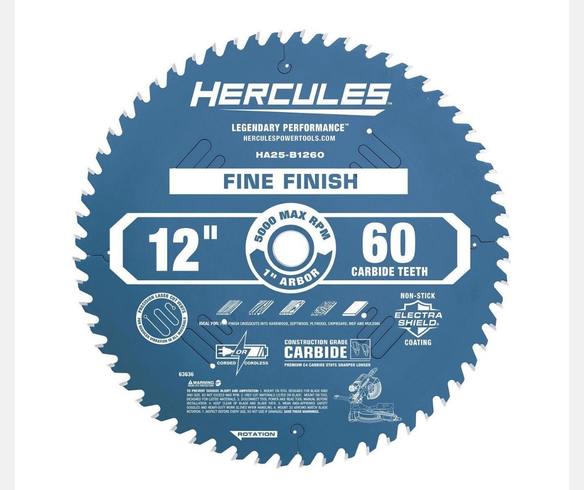 New Saw Blade 12” 60 Carbide Teeth