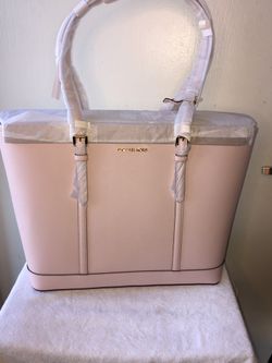 Michael Kors Pink  Powder Blush Saffiano Leather Jet Set Tote Travel Bag