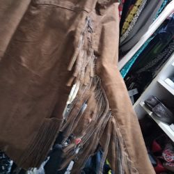 Leather Fringe Jacket Medium Women's 