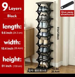9 tier narrow shoe rack