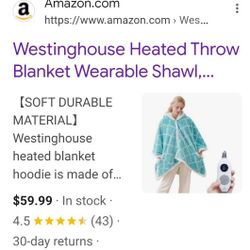 Wearable Shawl, Electric Wrap Poncho Blanket Hoodie 