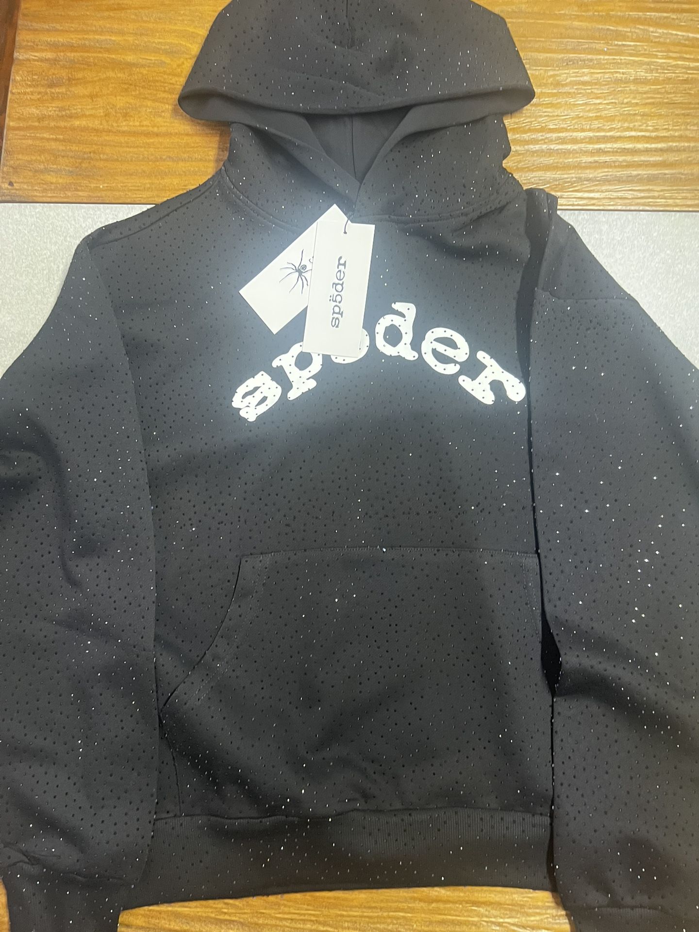 Spider Hoodie Black Rhinestone