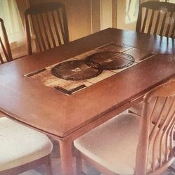 MCM Designer Barry Linden TEAK Dinning Table with 6 Chairs, RARE