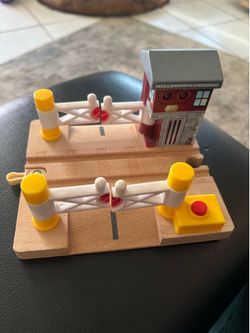 Wooden Thomas the train railroad tracks and crossing