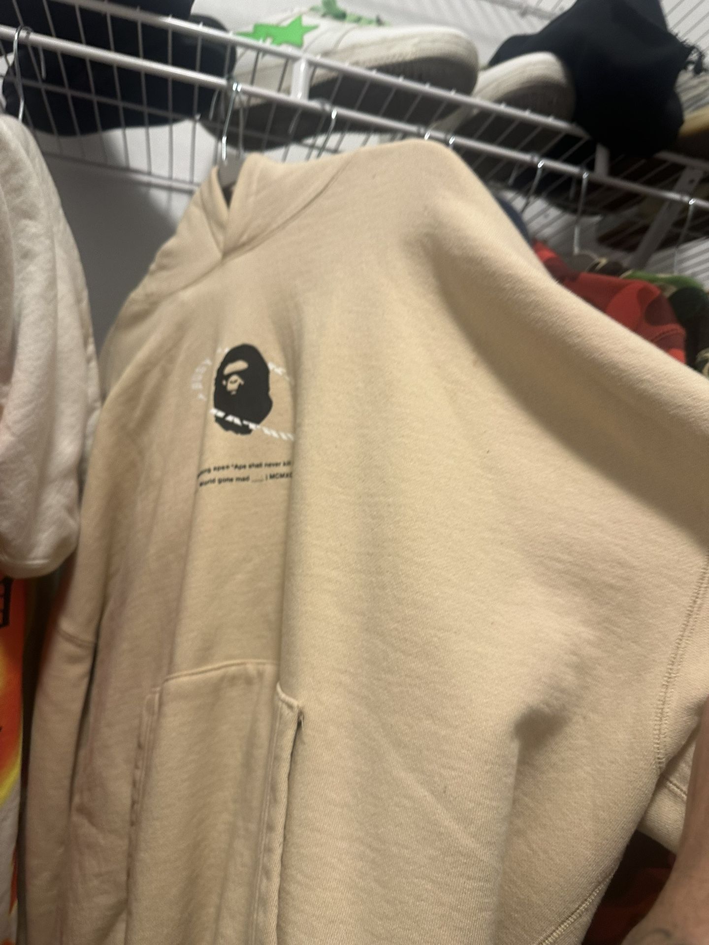 TAN BAPE HOODIE SIZE L