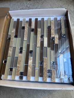 Glass and Stone Linear Mosaic Tile Sheets