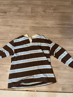 Brown and Blue Striped Rugby Shirt