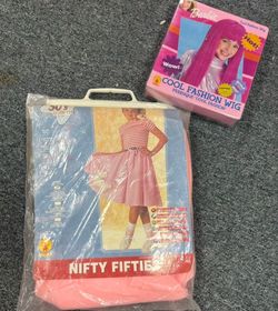 Nifty Fifties Kids Costume with Barbie Pink Wig
