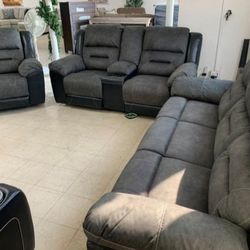 Earhart Slate Reclining Living Room Set