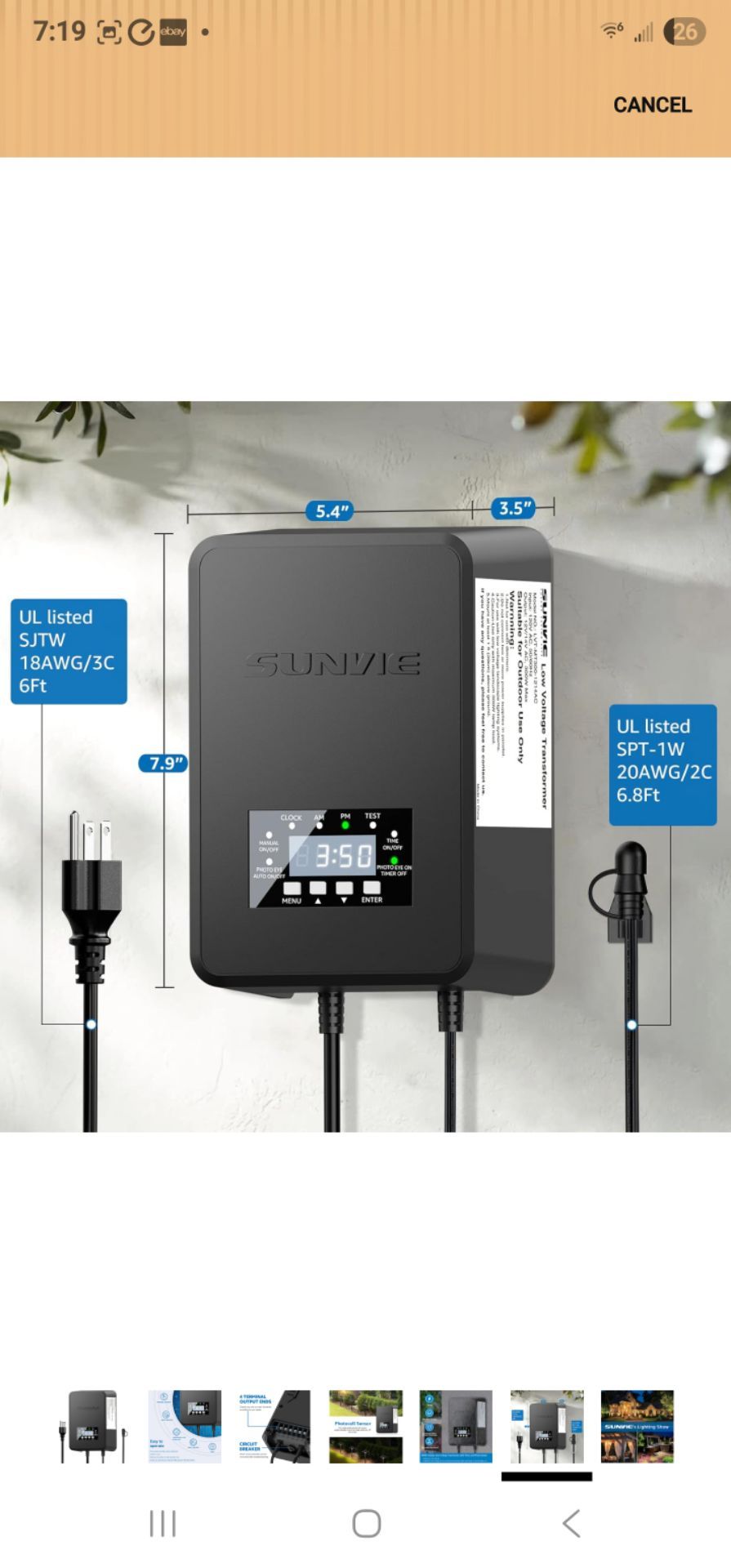 SUNVIE 300W Low Voltage Transformer with Timer and Photocell Sensor Landscape Lighting Transformer Waterproof 120V to 12V/14V AC Outdoor Low Voltage T