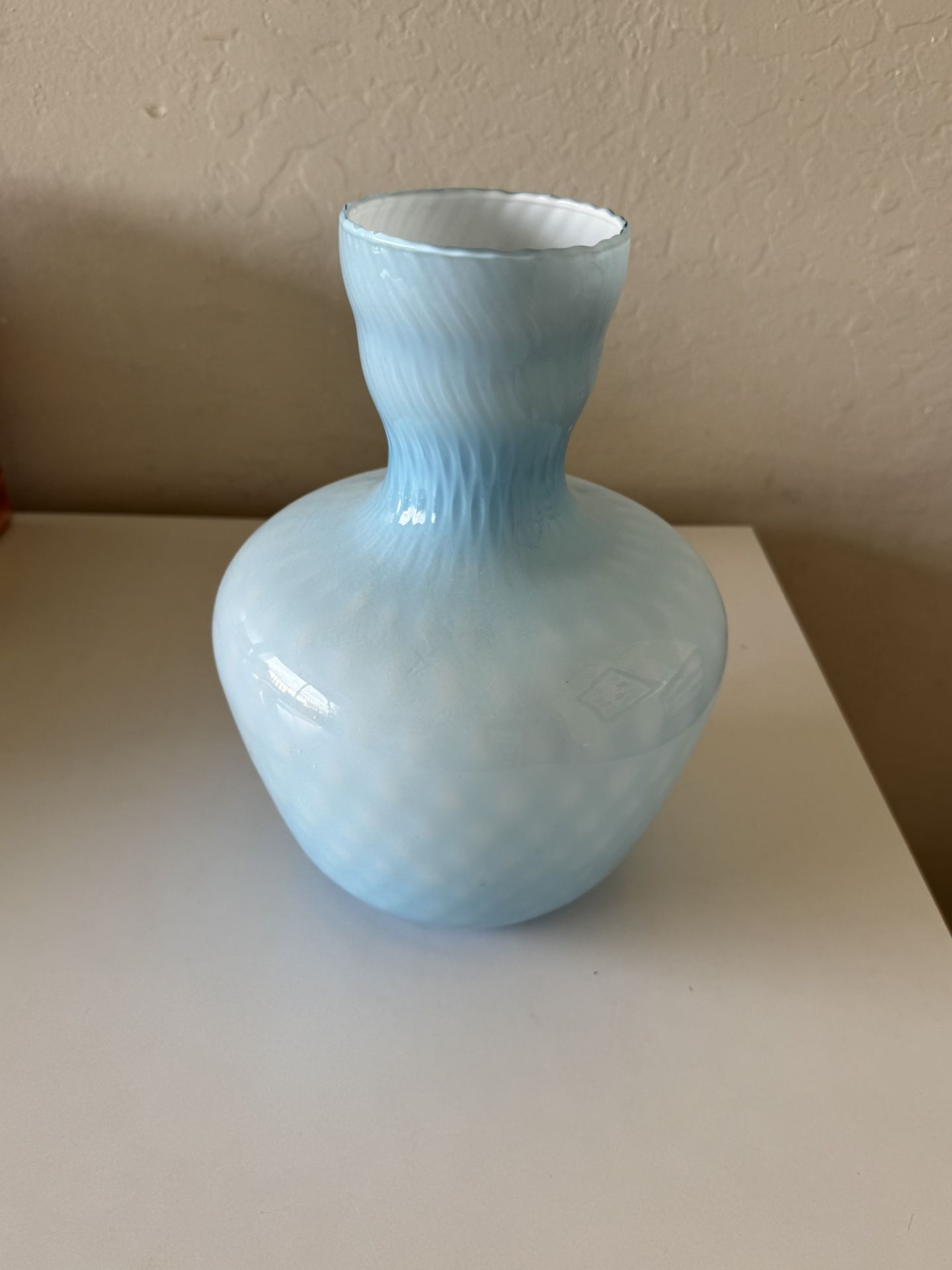 Mothers Day Gift Blue Vintage Glass Base Mint Condition 12” Tall