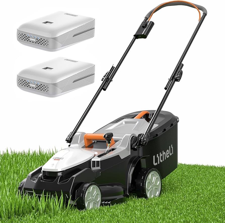 16 Inch Lawn Mower 2x20V Electric Coreless Lawn Mower Lightweight Push Mower with 6-Position Height Adjustment, 2 X 4.0Ah Batteries.