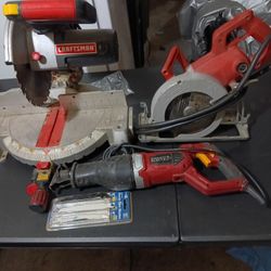 3 Saws. A Chop Saw, Saws all, and Worm Drive 7"