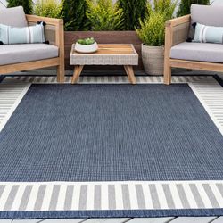 Tayse Eco Elgin Navy Area Rug 5’3”x7’3”