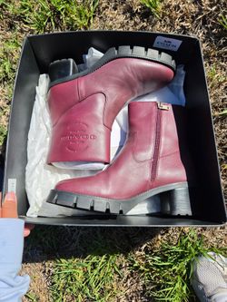 Coach Womens Leather Embossed Logo Corinna Bootie Size 9.5B Wine Org $289 CC774