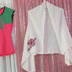 Embroidered Cotton Shawl Vest 