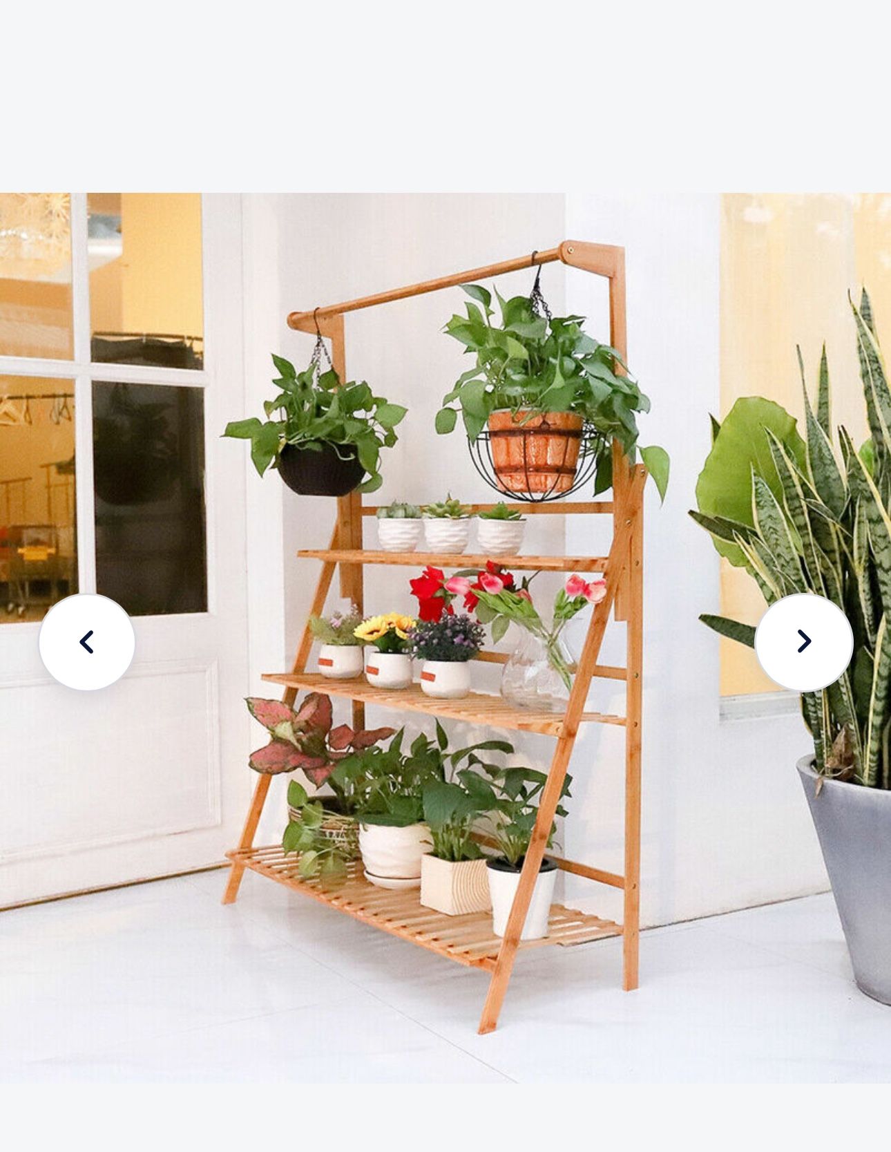 Bamboo 3-Tier Hanging Plant Stand Planter Shelves Flower Pot Organizer Rack Folding Display Shelving Plants Shelf Unit Holder