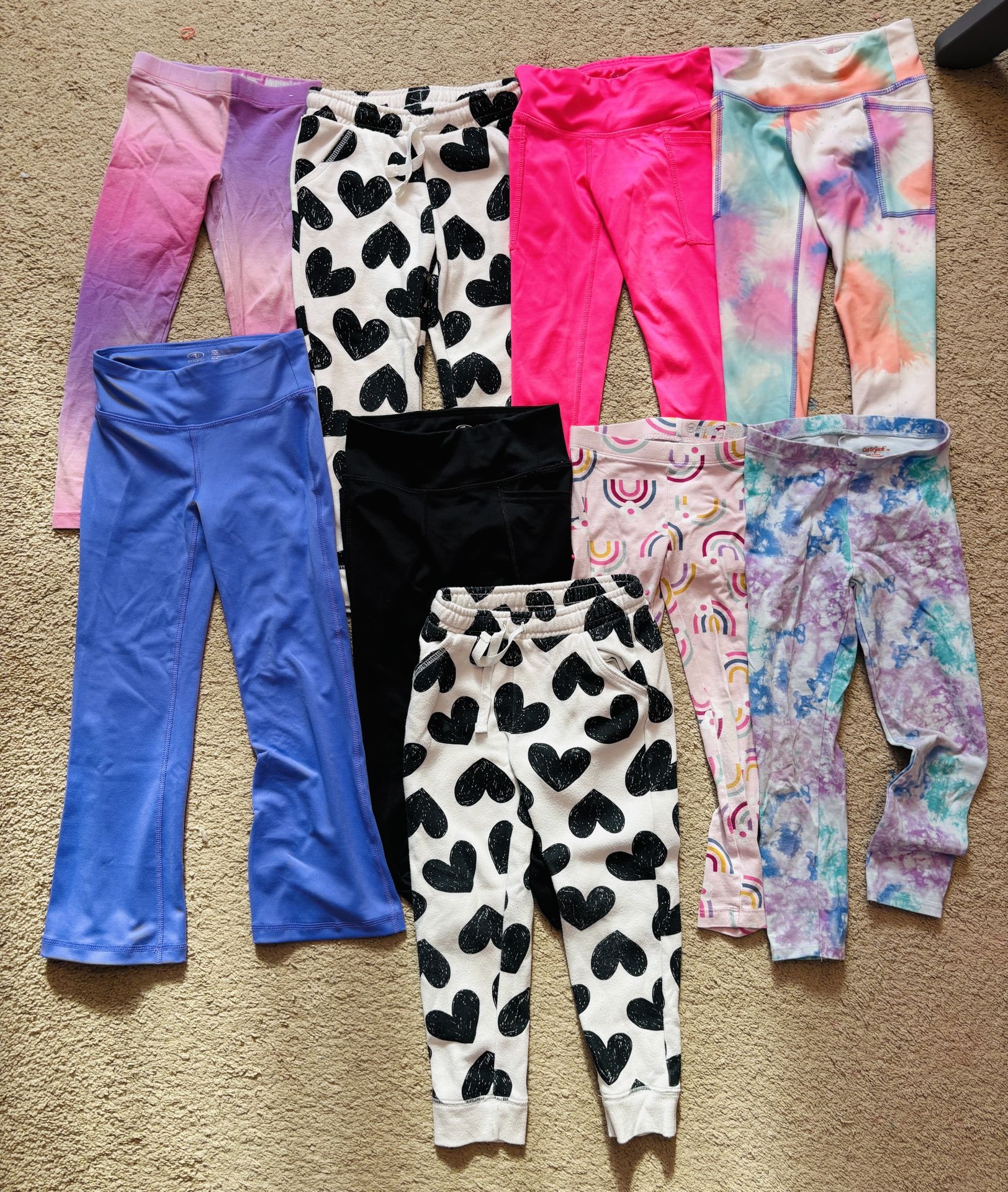 9 Pack Assorted XS 4T-5T Girl’s Pants; Multiple Colors, Designs, Types, & Brands