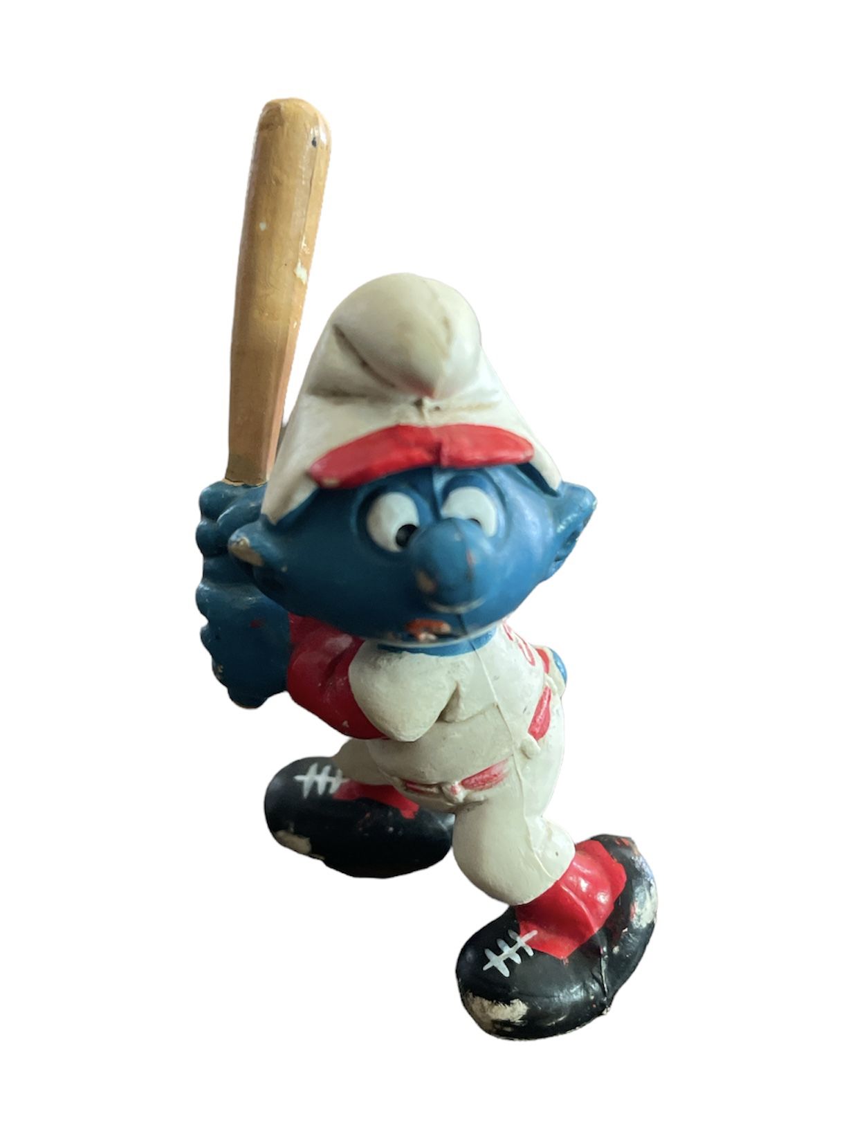 Smurfs 20129 Baseball Player Smurf Batter 1980s Vintage Figure Toy PVC Figurine