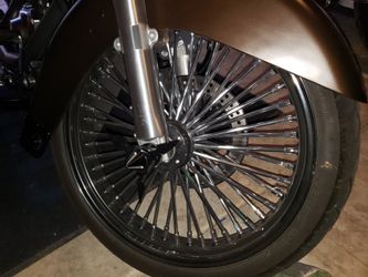 Black mammoth 21 inch 48 chrome spoke on black lip with shinko tire