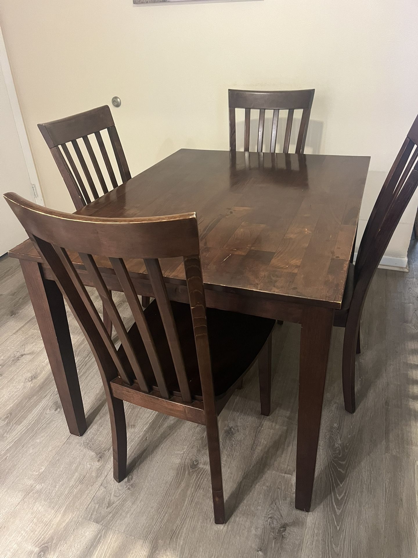 Wood Dining Table with 4 Chairs