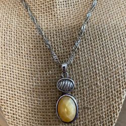 Cadena Stainless Trenzada Dije Piedra Antigua 