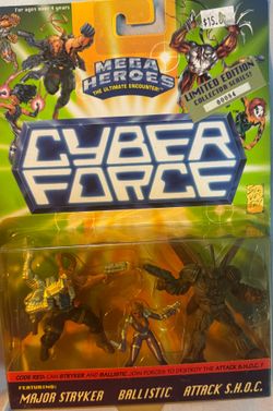 Mega Heroes the ultimate encounter cyber force featuring Major Stryker, Ballistic and attack S.H.O.C