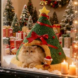 PAWTO Christmas Tree Shape

Winter Cat Bed Soft Cottony Removable