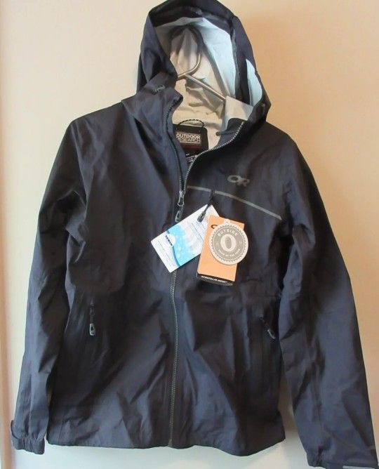 Outdoor Research Interstellar Black Rain Jacket Women Small
