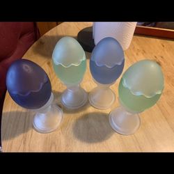 Vintage frosted eggs on stands 