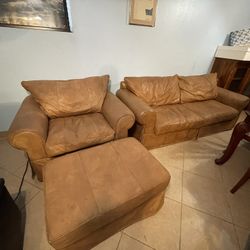 Brown leather sofa set