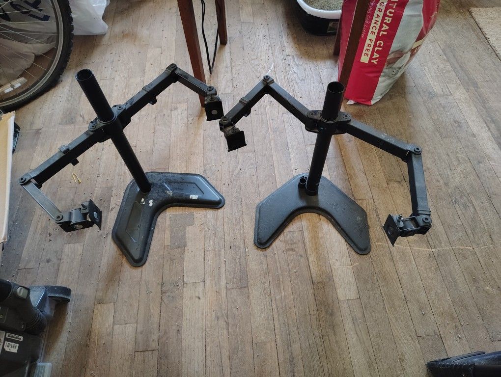 Dual Monitor Stand, Adjustable, Free-Standing, Swivel