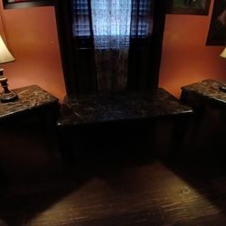 3 Piece Marble Top Living Room Table Set