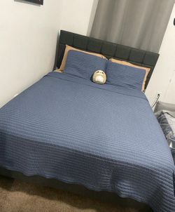 Queen bed frame and box springs. Matress is not included.