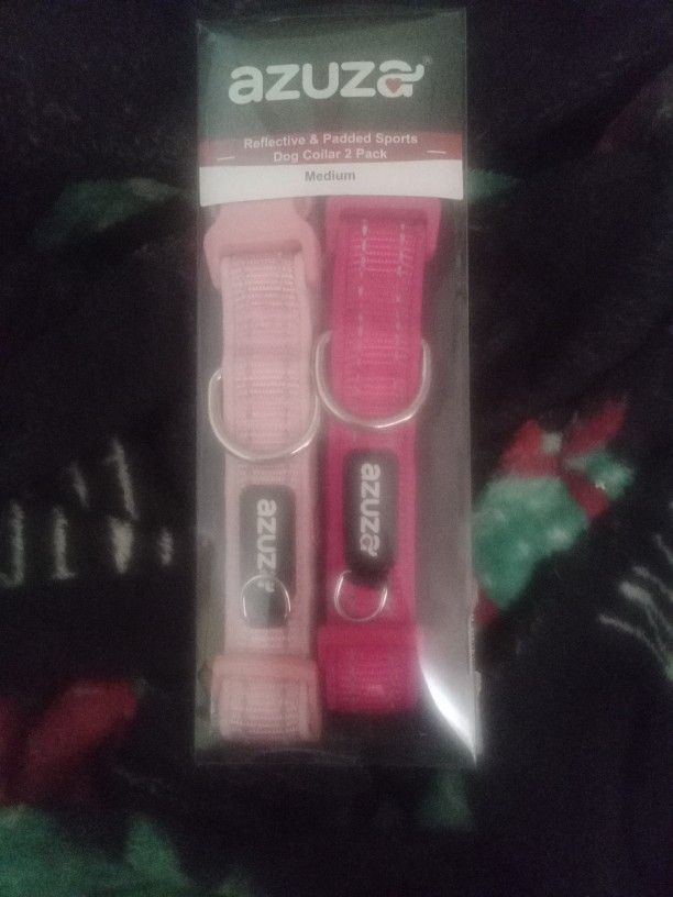 Azuza Reflective And Padded Sports Dog Collar 2 Pack