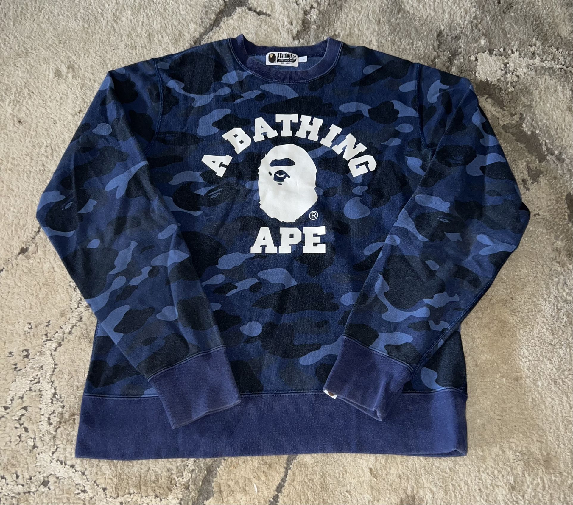 Bape Navy Camo College Logo Crewneck🌊