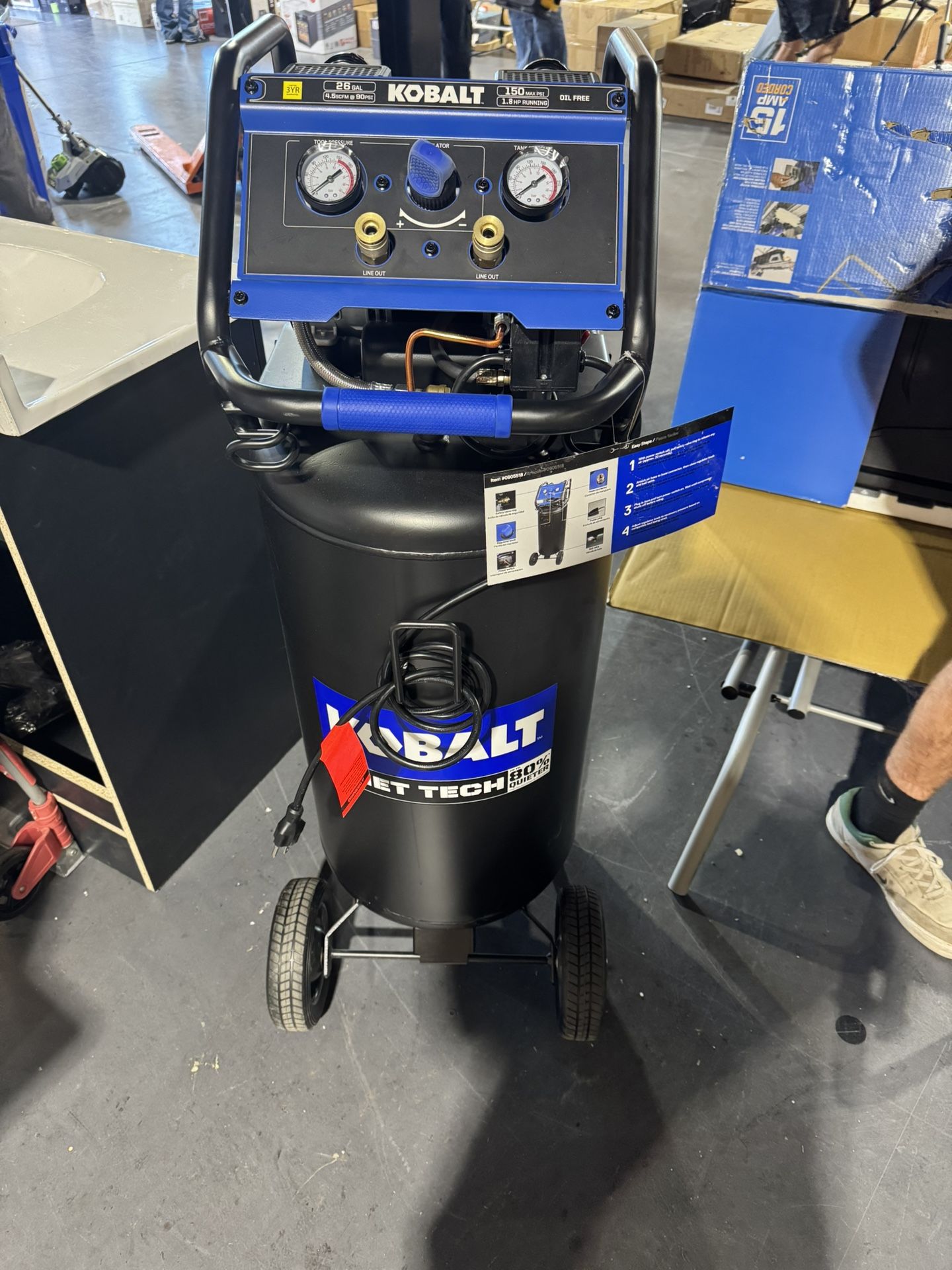 Kobalt QUIET TECH 26-Gallons Portable Electric 150 PSI Vertical Air Compressor