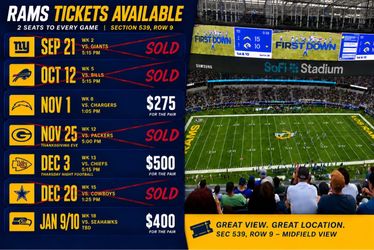 2 tix LA Rams 2026 games