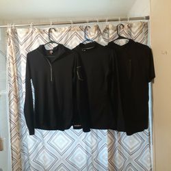 Three Black Workout Shirts. One Medium & Two Small (34-36) All Three For $55