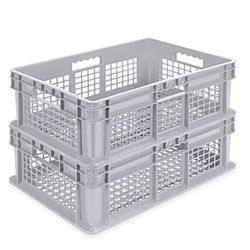 2 Strong Plastic Containers Storage Bins Stackables- Totes - Trays 24” X 16” X 8”