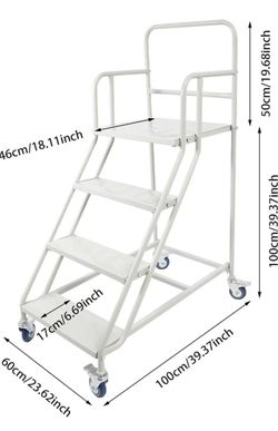 4-Step Rolling Safety Ladder with Handrails