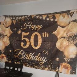 50th Birthday Banner Black And Gold
