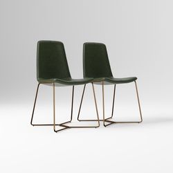 West Elm Sloped Leather Dining Chairs – Set of 4