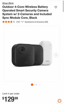Shop Blink Outdoor 4-Core-Wireless Battery Operated Smart Security Camera System w/ 2-Cameras and Included Sync Module Core, Black