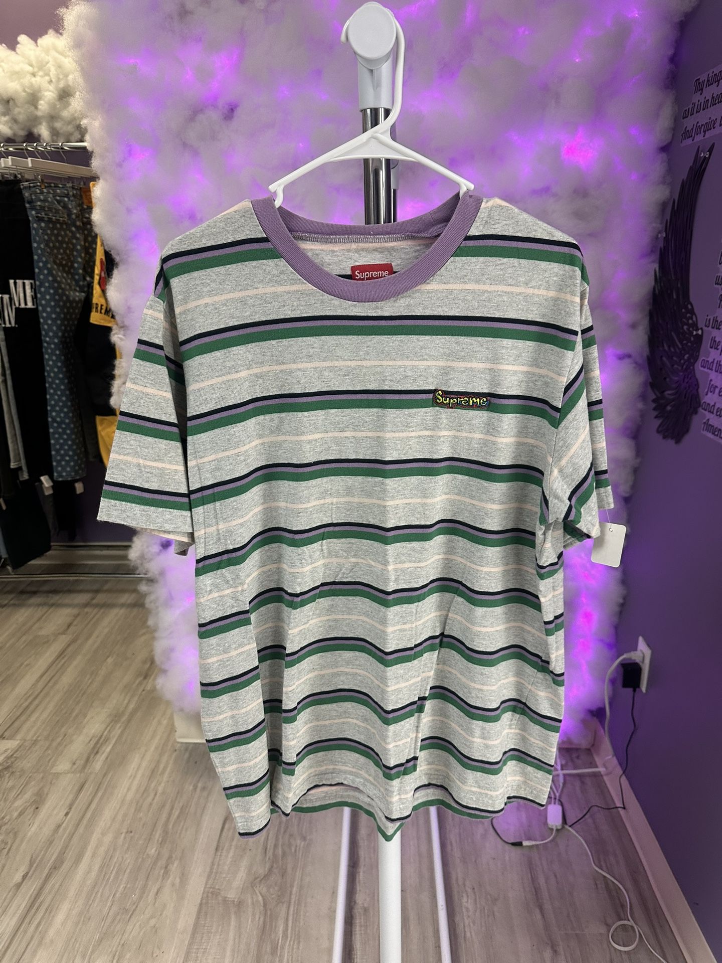 Supreme Tee Heather Stripe Purple